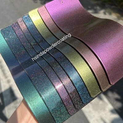 Metallic Electrostatic Powder Coating Illusion Transparan Warna Berkilau Cat Semprot