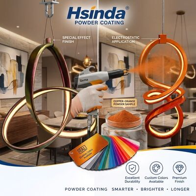 Sesuaikan RAL Polyester Chrome Powder Coat untuk Aluminium Channel Profile dan LED Strip Spray Coating
